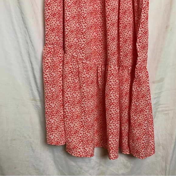 NWT PrettyGarden Red Ditsy Floral One Shoulder Strap Tiered Maxi Dress Sz Small - Picture 8 of 10